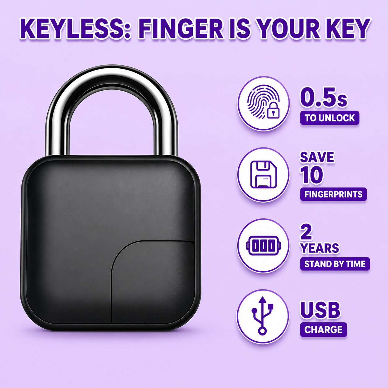 Smart Lock Waterproof L3 Fingerprint Padlock