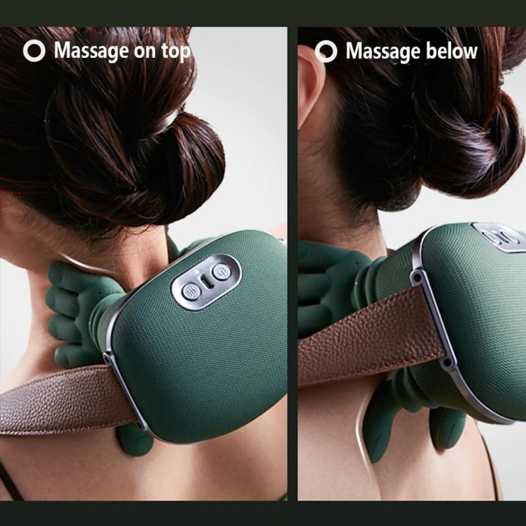 Bionic Heated Neck & Back Massager – 4D Deep Tissue Shiatsu Massage (Green)