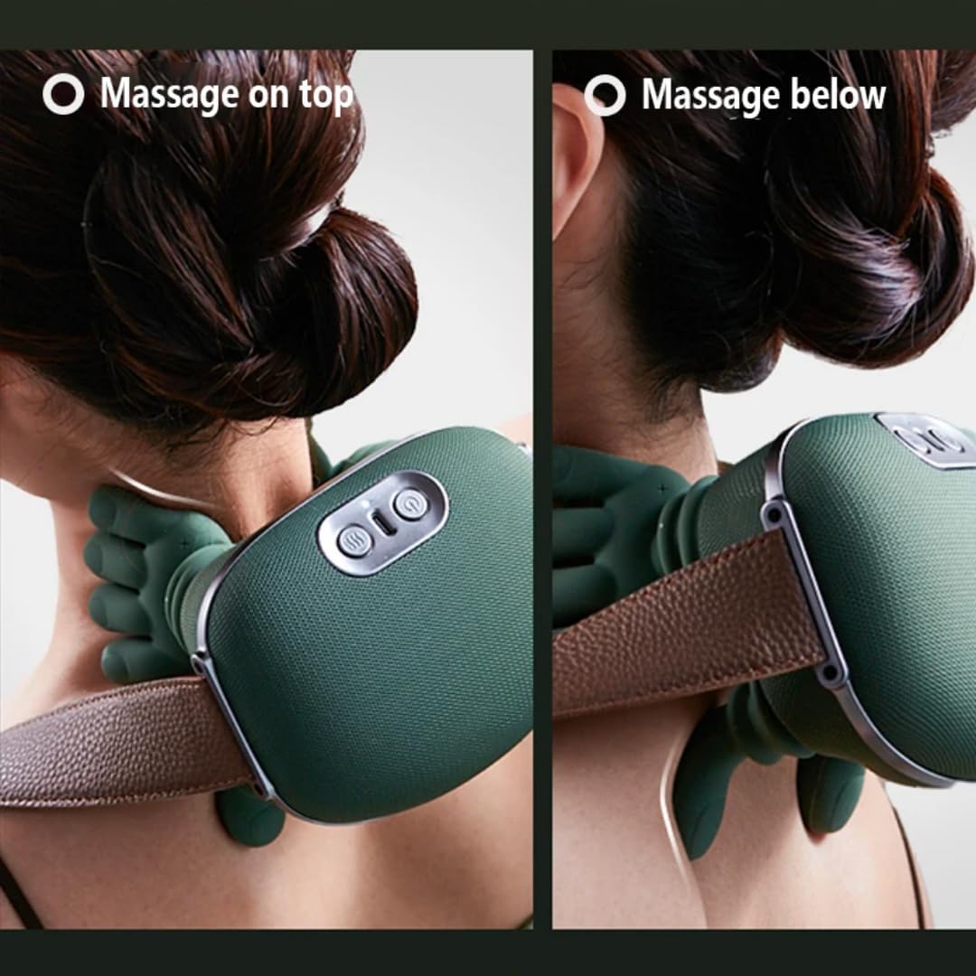 Bionic Heated Neck & Back Massager – 4D Deep Tissue Shiatsu Massage (Green)