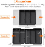 Cutlery Tray for Drawers, Large Kitchen Utensil Holder, Expandable to 57cm, Depth 38cm, Drawer Organizer, Plastic Cutlery Holder for Knives/Forks, Black