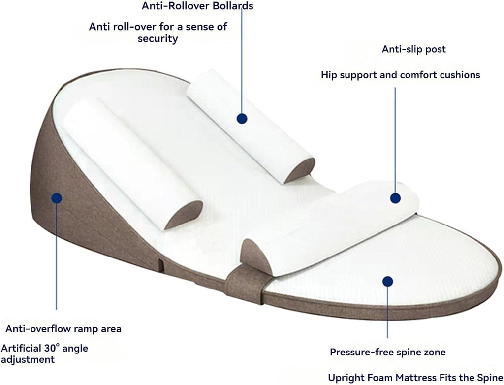 Beauenty Baby Lounger, Baby Sleeping Nest, Anti-Reflux Pillow, 0-30° Height Adjustable Travel Crib, Relieves Vomiting Milk, Washable,Breathable Fabric,Travel Crib for Newborns & Infants (Brown) (A)