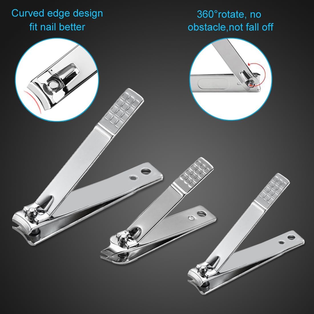 Nail Clippers Set Fingernail and Toenail Clipper Cutters, Manicure Pedicure Kit 18 Pieces Stainless Steel Professional Grooming Kits, Nail Care Tools with Luxurious Travel Case