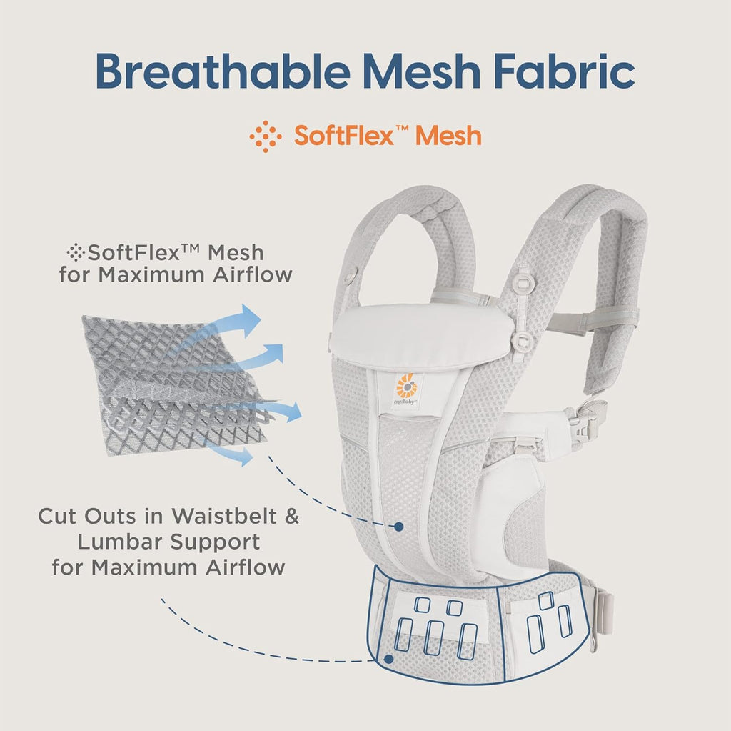 Ergobaby Baby Carrier – SoftFlex Mesh Comfort Carrier (Pearl Grey)