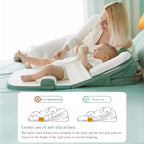 Beauenty Baby Lounger, Baby Sleeping Nest, Anti-Reflux Pillow, 0-30° Height Adjustable Travel Crib, Relieves Vomiting Milk, Washable,Breathable Fabric,Travel Crib for Newborns & Infants (Brown) (A)