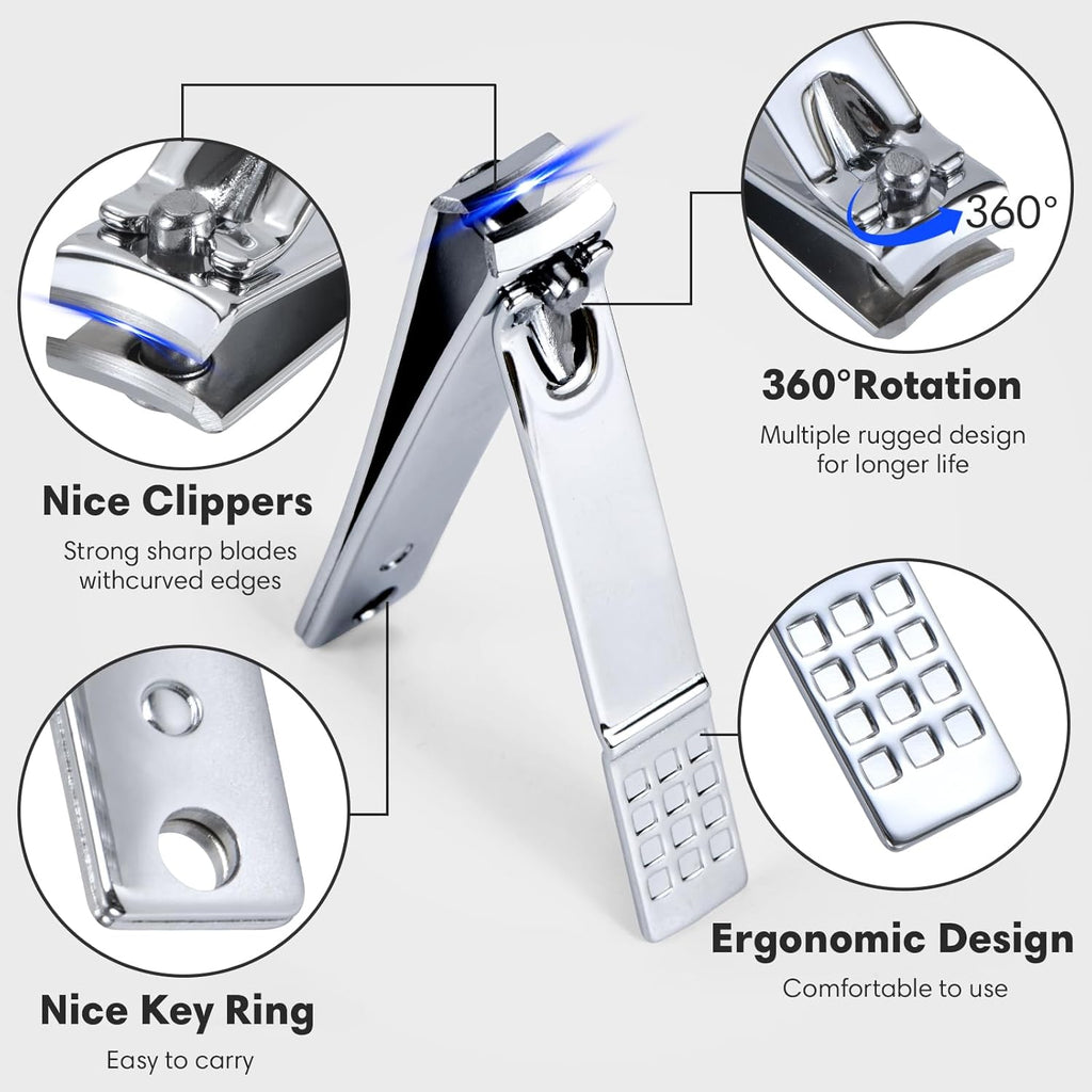 Nail Clippers Set Fingernail and Toenail Clipper Cutters, Manicure Pedicure Kit 18 Pieces Stainless Steel Professional Grooming Kits, Nail Care Tools with Luxurious Travel Case
