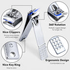 Nail Clippers Set Fingernail and Toenail Clipper Cutters, Manicure Pedicure Kit 18 Pieces Stainless Steel Professional Grooming Kits, Nail Care Tools with Luxurious Travel Case