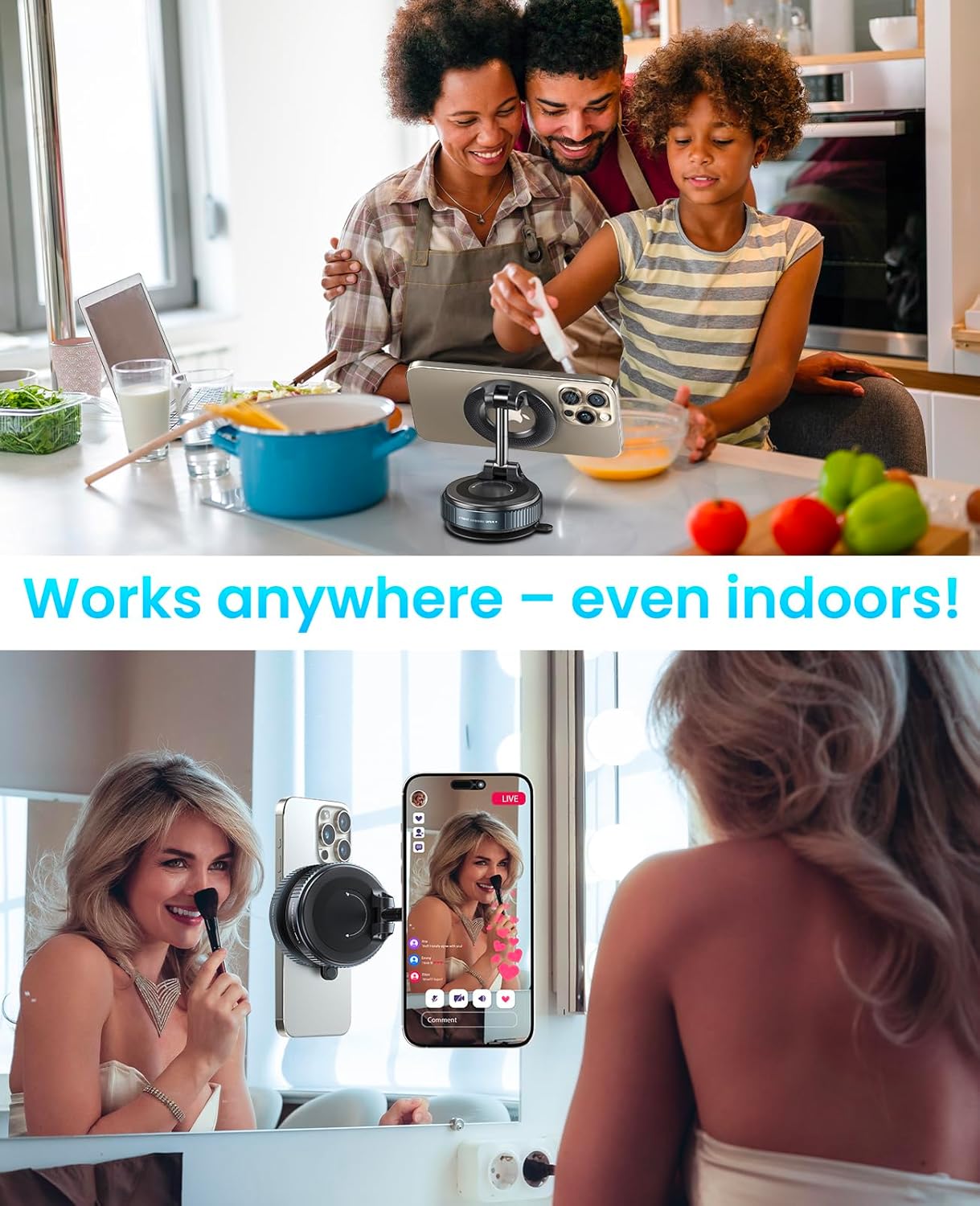 Magnetic Suction Cup Phone Mount for MagSafe – 360° Foldable Car Phone Holder for iPhone 17/16/15/14/13/12 Series
