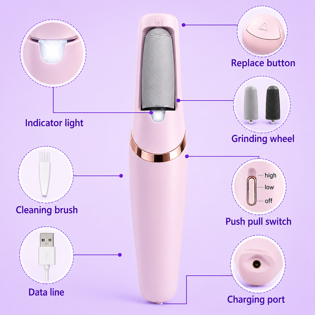 Electric Pedicure Foot File Callus Remover – Rechargeable Foot Care Tool